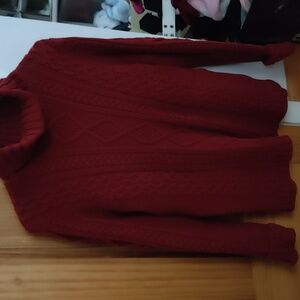 Eddie Bauer Brick Red Cable Knit Turtleneck Sweater Size Medium